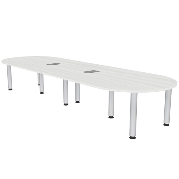10 Person Racetrack Conference Room Table with Power Modules Post Legs