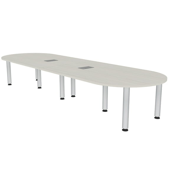 10 Person Racetrack Conference Room Table with Power Modules Post Legs