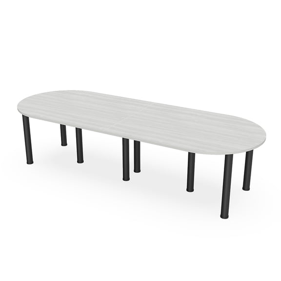 10 Person Racetrack Conference Room Table with Power Modules Post Legs