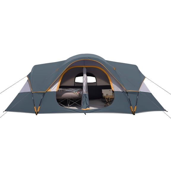 10 Person for family Camping Tent, Spacious 2 Room & Windproof Cabin Tent With Mesh Windows, Easy Setup, Perfect For Family Trips & Outdoor Gatherings