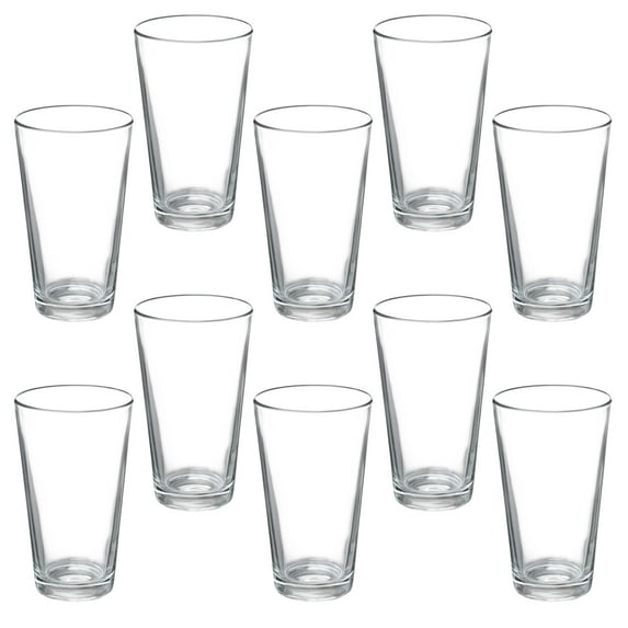 10 Personal Mixing Glasses Set, 20 oz. - Pub Glass, Thick Base - Clear