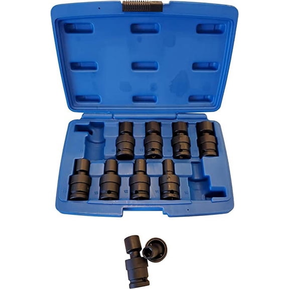 10-Piece 1/2" Drive METRIC Shallow Impact Radius Corner Design (Universal Joint)