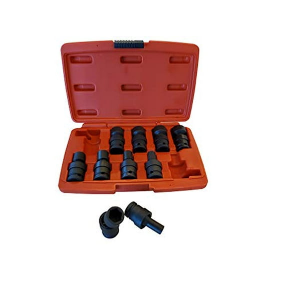 10-Piece 1/2" Drive SAE Shallow Impact Radius Corner Design (Swivel Ball Angle Sockets)