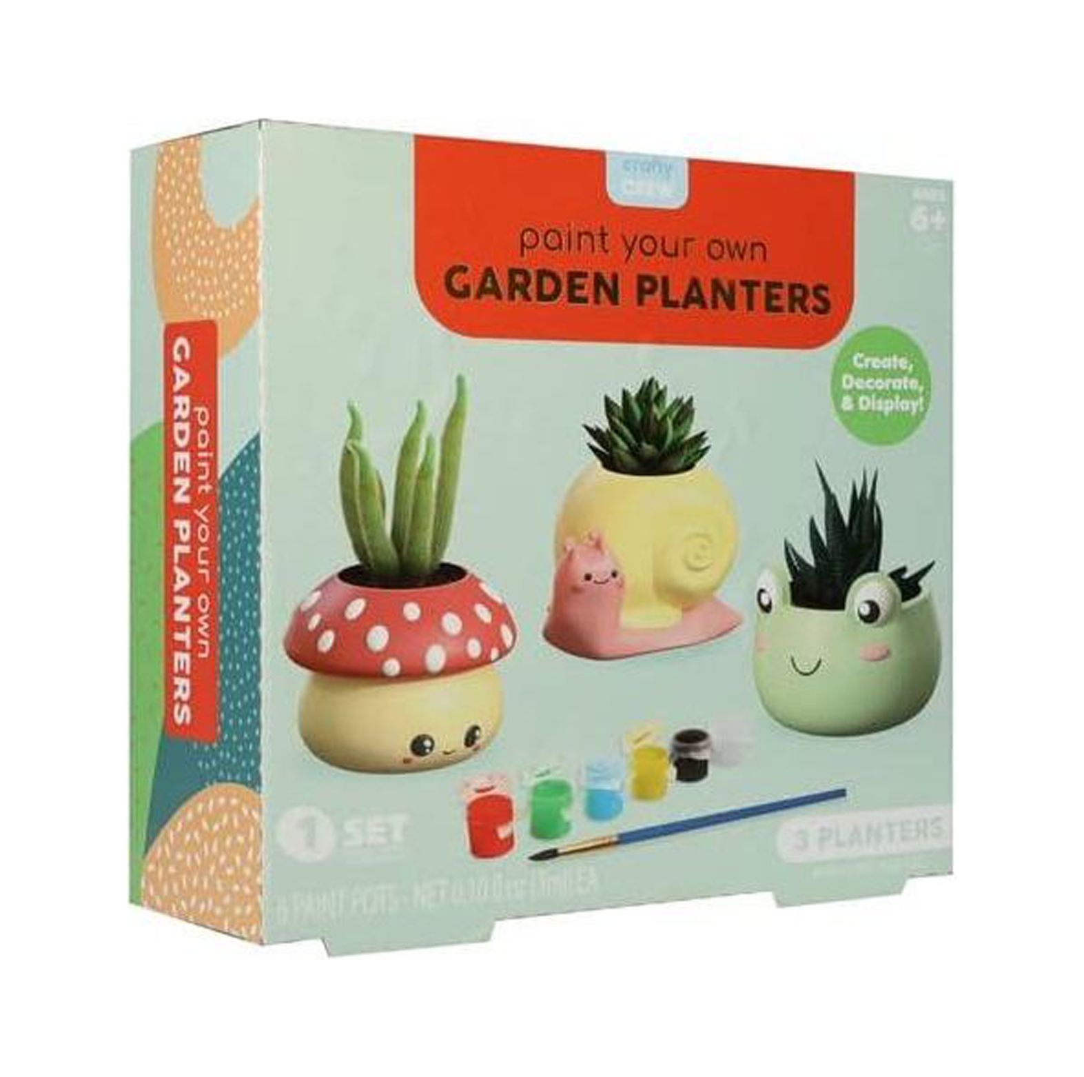 10Piece 10Inch PaintYourOwn Garden Planter Kit with 1 Snail Planter, 1 Mushroom Planter and