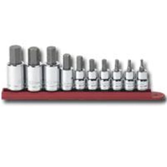 10 Piece 3/8 and 1/4 Inch Drive SAE Hex Bit Socket Set