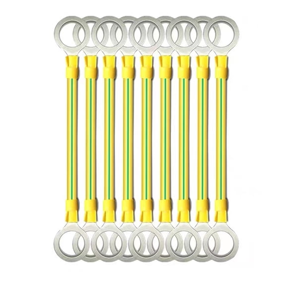 10 Piece 4 Square Yellow green copper color ground line, Total length50mm x hole diameter5mm