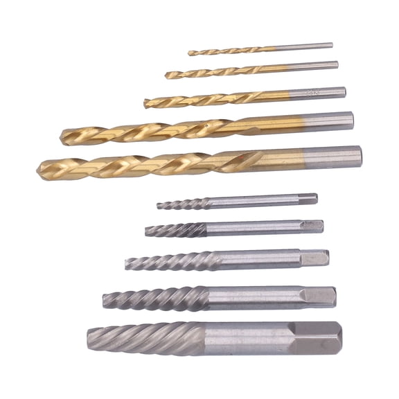 4241 HSS Left-Handed Screw Extractor & Drill Bit Set, 10-Piece Damaged Bolt Stud Remover Kit with Metal Case