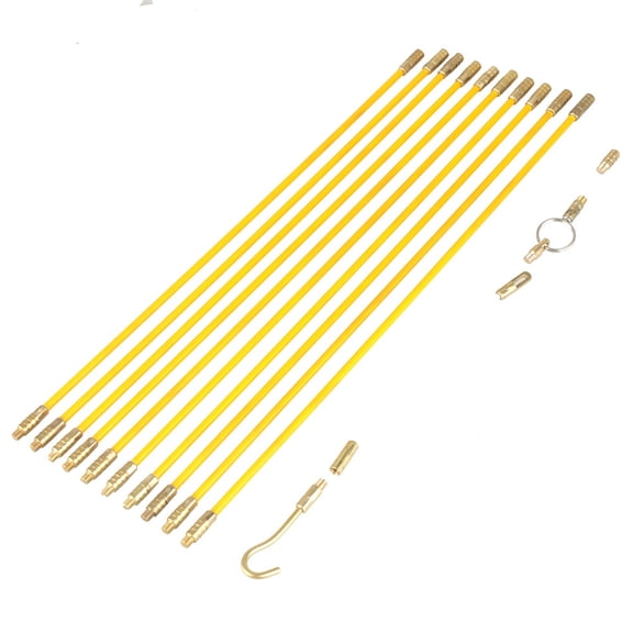 10-Piece 4mm Fiberglass Running Wire Cable Electrical Fish Tape Pull and Push Kit - 13 Inches / 33 cm Non-Conductive Rods for Safe Wall Installation and Ceiling Routing
