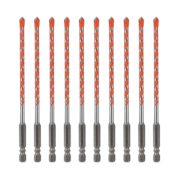 10-Piece 6Mm Masonry Drill Bits Set With Carbide Tips, 1/4'' Hex Shank For Concrete Brick Glass For TILE, Shock-Resistant