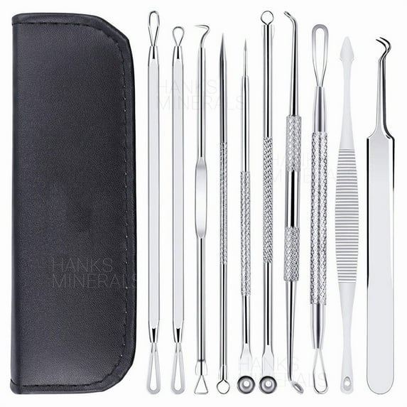 10-Piece Acne Tweezers Set Blackhead Pimple Remover Tool Blemish Extractor Kit