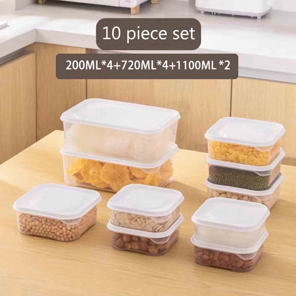 10-Piece Airtight Food Storage Containers Set | Kitchen Grain & Dry Food Organizer | 5 Sizes (Small to Large) | Stackable & Space-Saving | BPA-Free Plastic