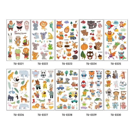 10-Piece Animal Party Waterproof New Cute Children's Temporary Cartoon Stickers