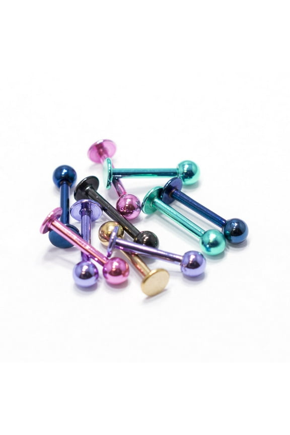 10-Piece Anodized Titanium Studs 16G Labret Monroe Cartilage Studs