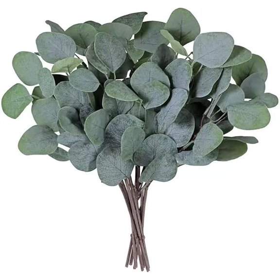 10 Piece Artificial Eucalyptus Stems Lifelike Greenery with Silver Dollar and Oval Leaves for Centerpieces Wedding Bouquets Vase Arrangements