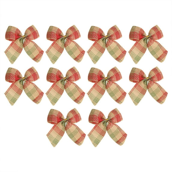 10-Piece Assorted Christmas Bow Set - Multi-Style Fabric Bows for Tree Garland & Holiday Decor, Festive Styling Accessories for Party & Home
