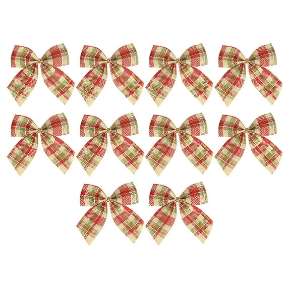 10-Piece Assorted Christmas Bow Set - Multi-Style Fabric Bows for Tree Garland & Holiday Decor, Festive Styling Accessories for Party & Home