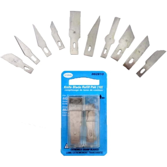 10 Piece Assorted Sizes & Shapes Crafting Blades For Knife | Steel Build For Precise Cutting | Great For Arts & Crafts