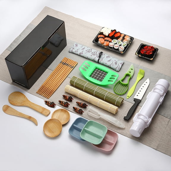 10 Piece Bamboo Sushi Making Kit, Sushi Roller Rolling Set with Bamboo Mat, Rice Paddle, Mold and Tools for DIY Sushi at Home