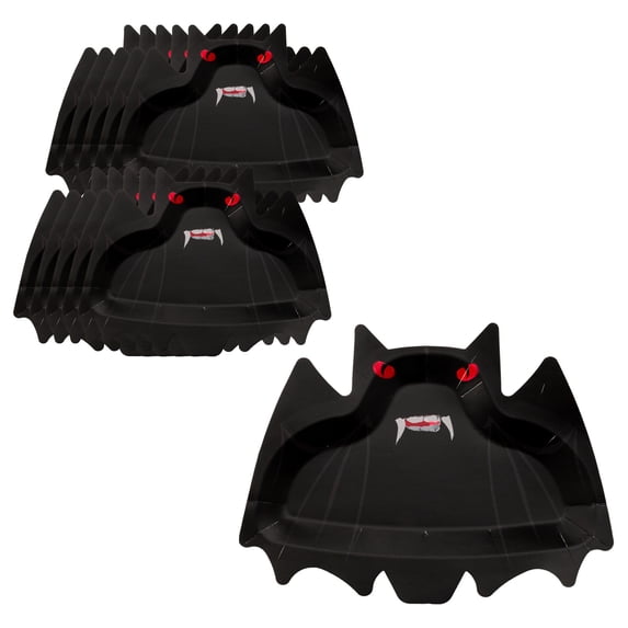 10 Piece Bat Shaped Halloween Paper Plate, Disposable Spooky Party Dinnerware, Supplies for Halloween Themed Party