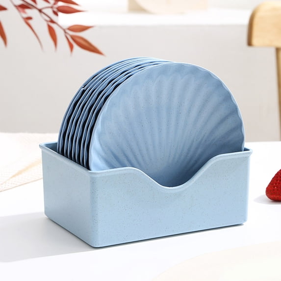 10-Piece Bone Dish Set with Storage Base, Cartoon Design, Plastic Tableware for Dining, Snack Bowls, Restaurants, Home Use