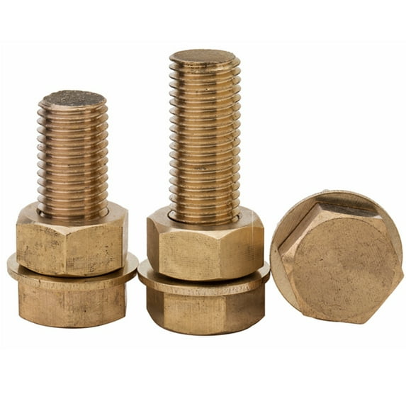 10 Piece Brass Hex Bolt and Nut Flat Washer Kit, M10x35mm