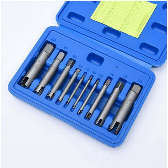 10-Piece Broken Tap Extractor Set | Steel Alloy Construction | Removes Damaged Screws, Bolts & Studs | Includes Sizes #1-#10 | Stored in Plastic Case