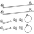 thumbnail image 1 of 10 Piece Brushed Nickel Bathroom Hardware Set, SUS304 Stainless Steel Wall Mounted Bathroom Accessories Set, Pairs of 24 Inch Hand Towel Bar, Toilet Paper Holder, Towel Ring and 4 Towel Hooks, 1 of 4
