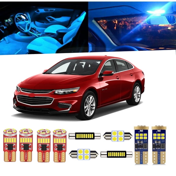 10 Piece Car Interior LED Lights Kit for Chevrolet Malibu 2013 2014 2015 2016 2017 2018 Interior LED Light Bulbs Packag Kit+License Plate Light + Install Tool