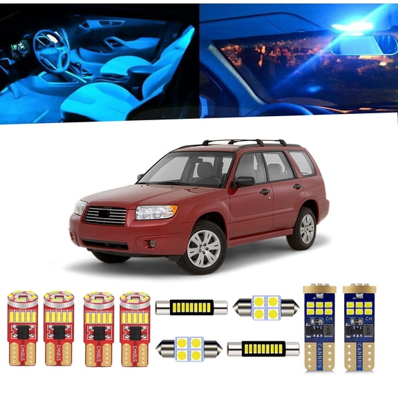 10 Piece Car Interior LED Lights Kit for Subaru Forester 2003 2004 2005 2006 2007 2008 Interior LED Light Bulbs Package License Plate Light  + Install Tool
