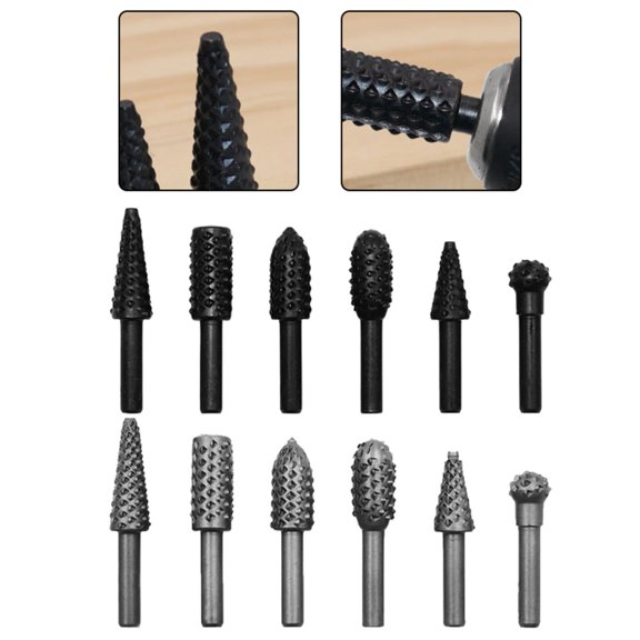 10-Piece Carbide Steel Double-Cut Rotary Grinding Heads Set for Angle Grinders and Electric Files  DIY Milling Cutter & Shaping Tools