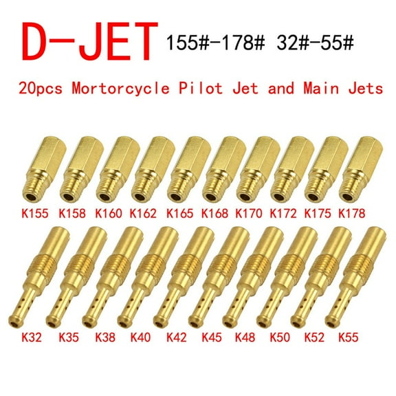 10-Piece Carburetor Main And Slow Pilot Jet Kit For Keihin For PWK OKO CVK for PWM, Gold Jets Set With Sizes 32-178 For Honda CRF KX ATC Dirt Bike Motorcycle Repair