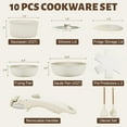 thumbnail image 1 of 10-Piece Non-Stick Cookware Set with Detachable Handles - Cream White, 1 of 8