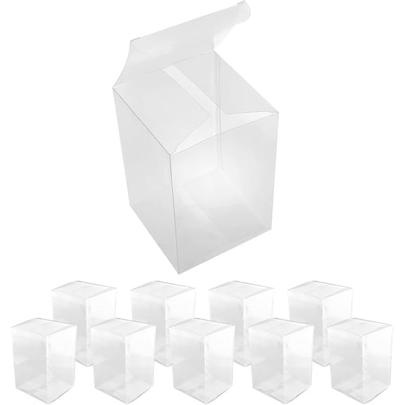 10 Piece Clear Gift Boxes 4 x 4 x 6 Inches Plastic Packaging Boxes for Candy Chocolate Desserts and Treats