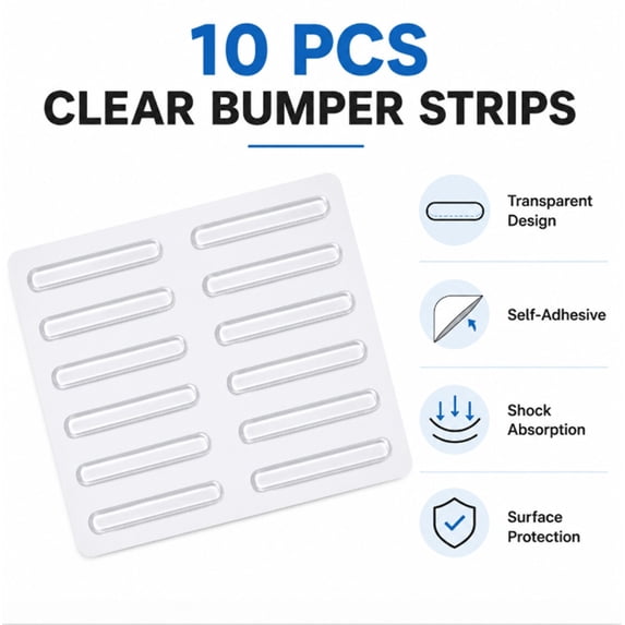 10 Piece Clear Cabinet Door Bumpers, Self Adhesive Rubber Pads for Cabinets, Drawers and Home Furniture, TIKA