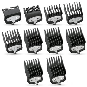 10-Piece Clipper Guard Set, Black Professional Clipper Guard Set Compatible with Most Wah*l Clippers (1.5-25mm)