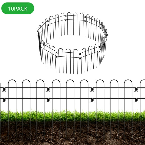Oumilen 10 Piece Decorative Garden Fence, 16.5" (H) x 10FT (L) Animal Barrier Fence Arched