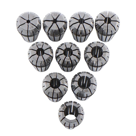 10-Piece ER16 Spring Collet Kit, 3/32" thru 3/8" in 1/32" Steps, Precision 0.0002" TIR, USA