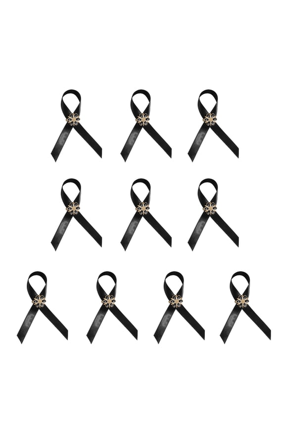 10 Piece Elegant Black Ribbon Brooch Safety Corsage Pin For Formal Event Lightweight Fabric Jewelry Accessory