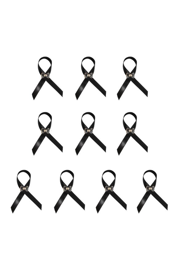10 Piece Elegant Black Ribbon Brooch Safety Corsage Pin For Formal Event Lightweight Fabric Jewelry Accessory