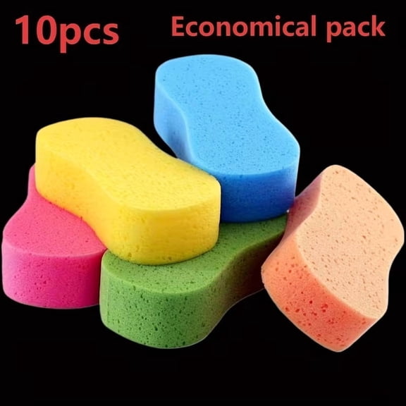 10-Piece Extra Thick Foam Cleaning Sponge Set - Multi-Purpose Sponges for Kitchen, Bathroom, and Vehicle Cleaning - 8.7" x 4.3" x 2.4" - Assorted Colors