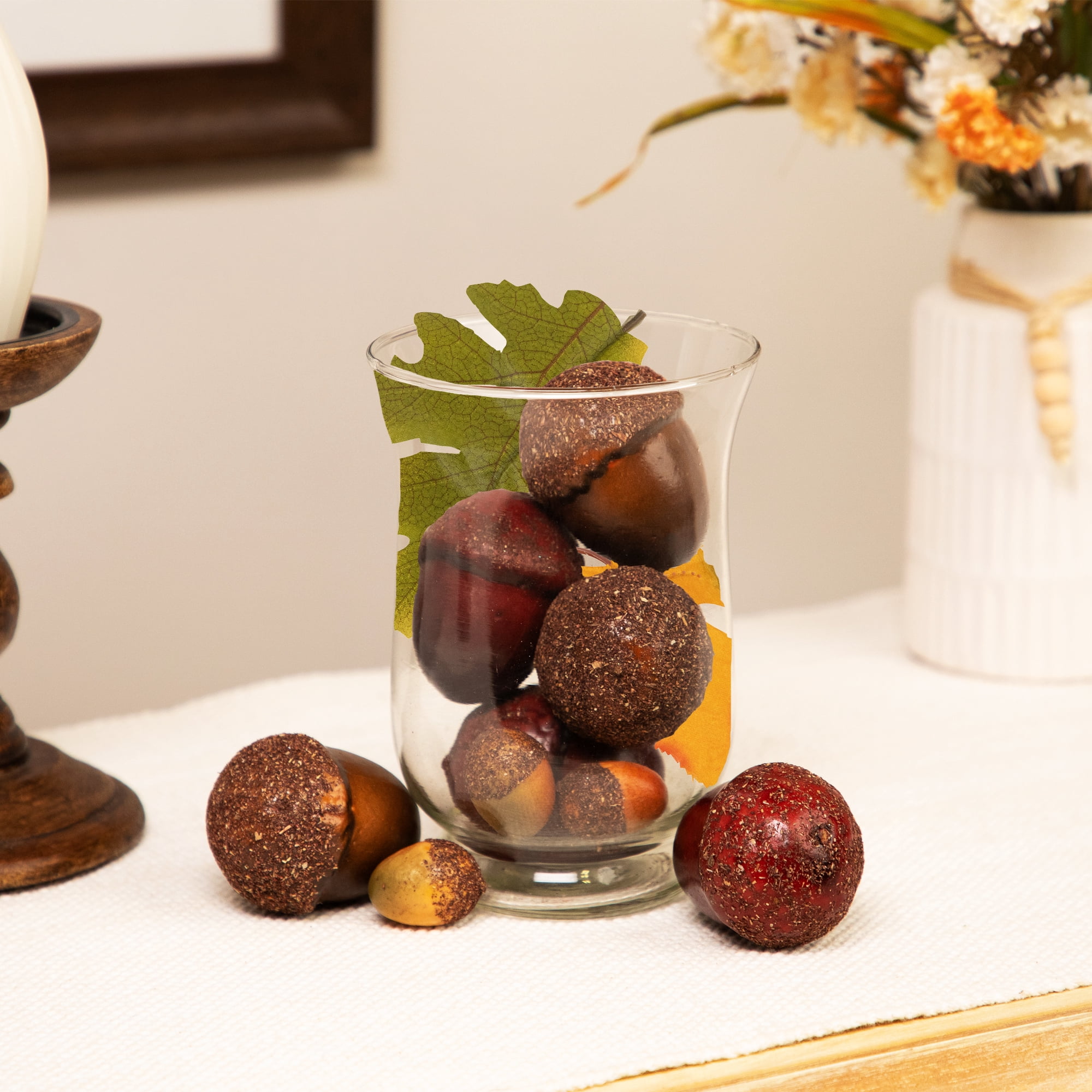 10-Piece Fall Harvest Artificial Acorns and Maple Leaves Decoration Set