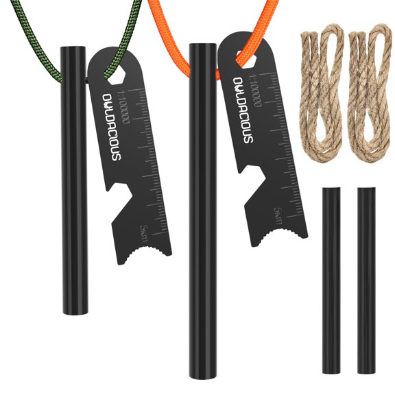 10-Piece Ferro Rod Fire Starter Kit with Tinder Wicks & Paracord 1 Pack