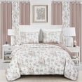 thumbnail image 1 of 10 Piece Floral Printed Microfiber Bedspread Set with Matching Curtains in Soft Neutral Vintage Bloom Design,King, 1 of 4