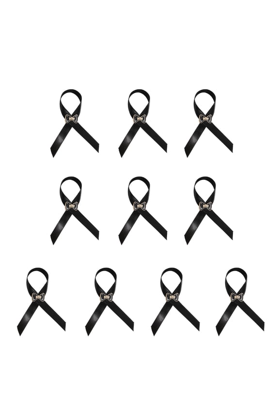 10 Piece Funeral Ribbon Brooch Fashion Lapel Pin Formal Occasion Outfit Enhancer for Mourning Remembrance
