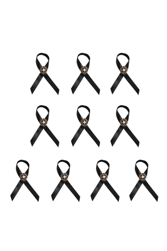 10 Piece Funeral Ribbon Brooch Fashionable Lapel Pin for Mourning Remembrance