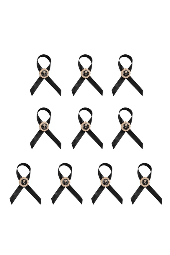 10 Piece Funeral Ribbon Brooch Fashionable Lapel Pin for Mourning Remembrance