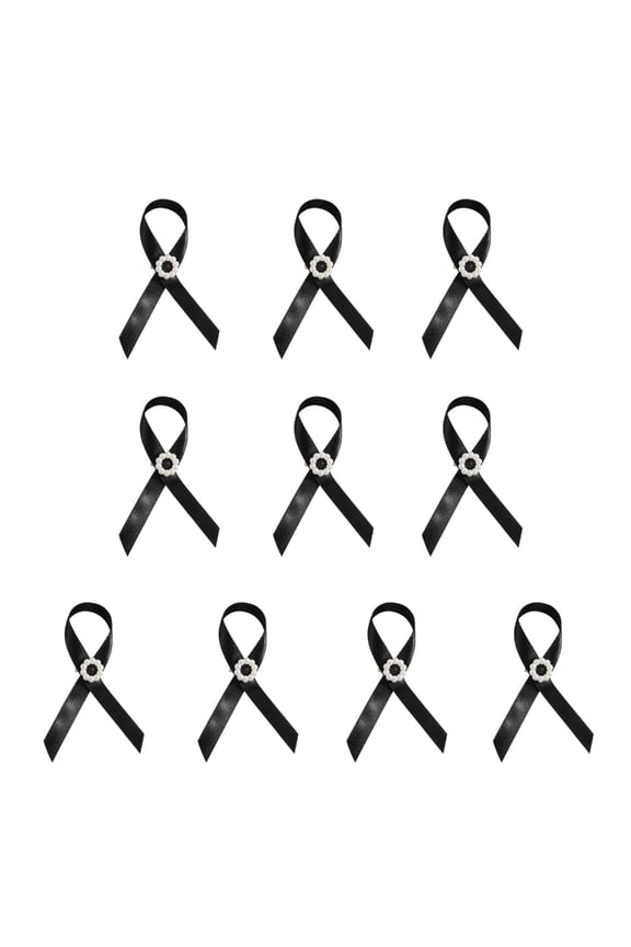 10 Piece Funeral Ribbon Brooch Fashionable Lapel Pin for Mourning Remembrance