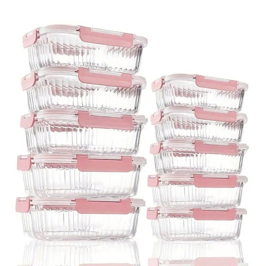 10-Piece Glass Food Storage Containers Set, High Borosilicate Glass ...