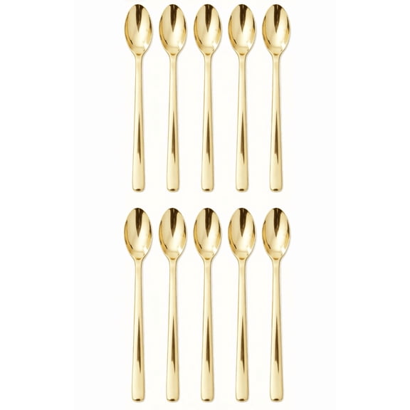 10-Piece Gold Dinner Spoons, 6.89-Inch Premium Plastic Flatware for Everyday Meals