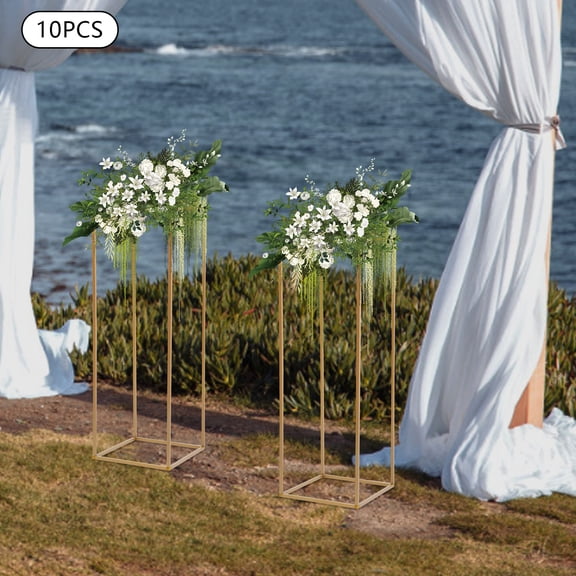 10-Piece Gold Rectangular Flower Stand Set for Weddings, Parties & Banquets - Elegant Decorative Display Stands for Centerpieces & Special Events